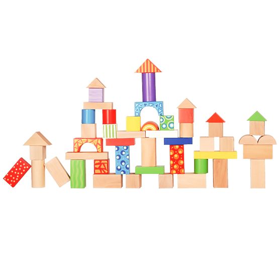 Blocuri din lemn Ecotoys - 100 buc