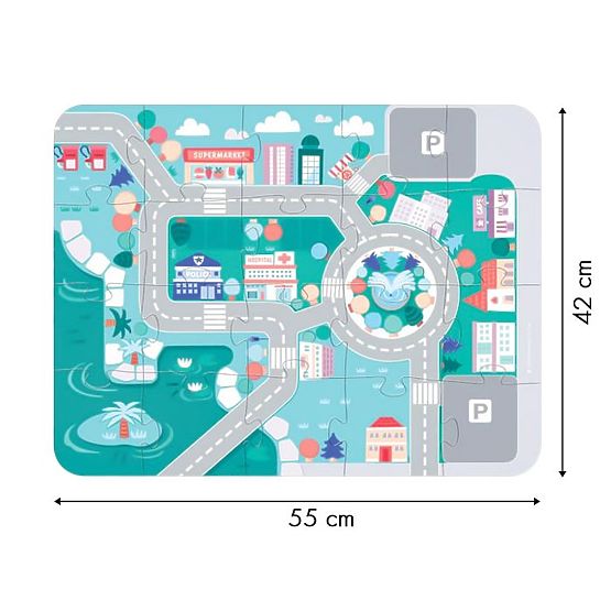 Blocuri educative din lemn oraș cu bază 115 bucăți ECOTOYS