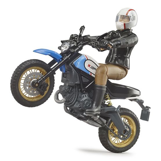 Bruder 63051 BWORLD Motocicletă Scrambler Ducati Cafe Racer cu pilot