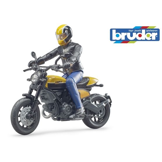 Bruder 63053 BWORLD Motocicletă Scrambler Ducati Cafe Racer cu pilot