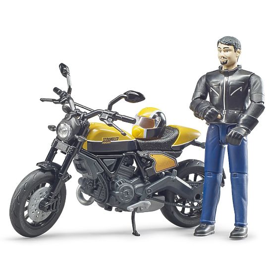 Bruder 63053 BWORLD Motocicletă Scrambler Ducati Cafe Racer cu pilot
