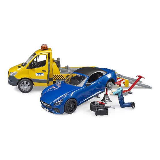 Bruder Camion de remorcare MB Sprinter cu mașină sport