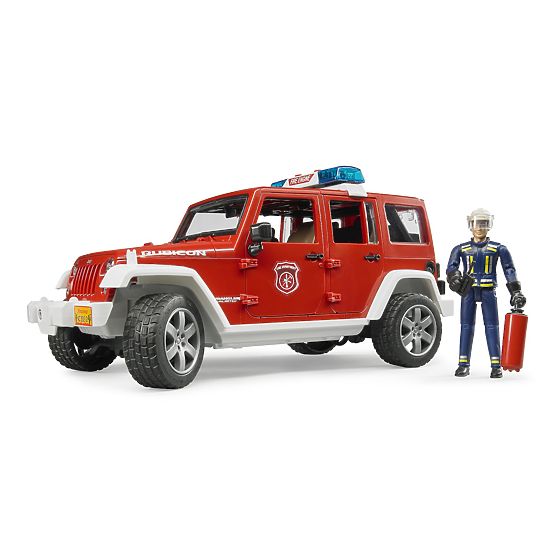 Bruder JEEP WRANGLER de pompieri roșu cu figură și accesorii