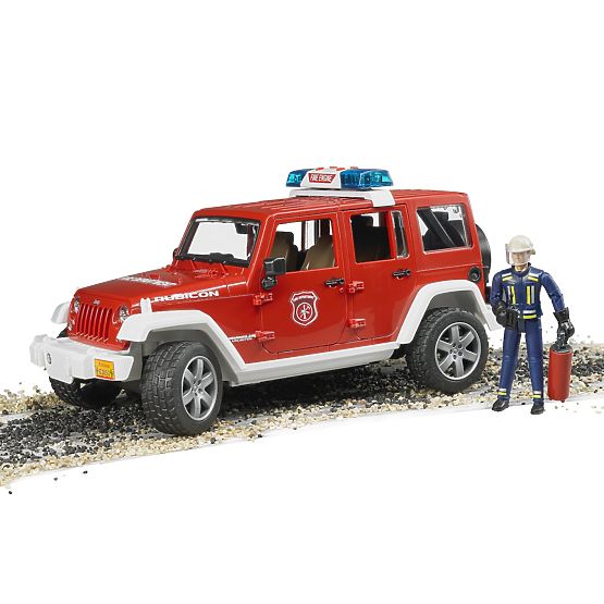 Bruder JEEP WRANGLER de pompieri roșu cu figură și accesorii