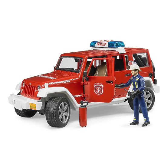 Bruder JEEP WRANGLER de pompieri roșu cu figură și accesorii