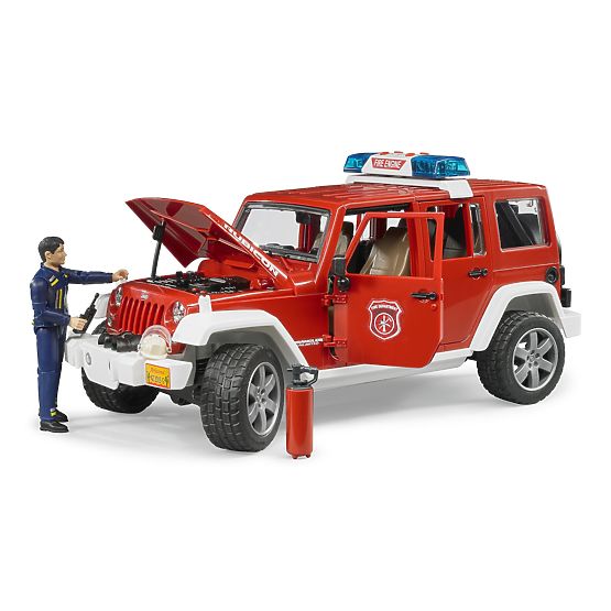 Bruder JEEP WRANGLER de pompieri roșu cu figură și accesorii