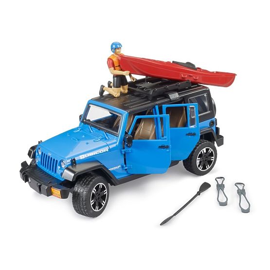 Bruder Jeep Wrangler Rubicon cu caiac și figură 1:16