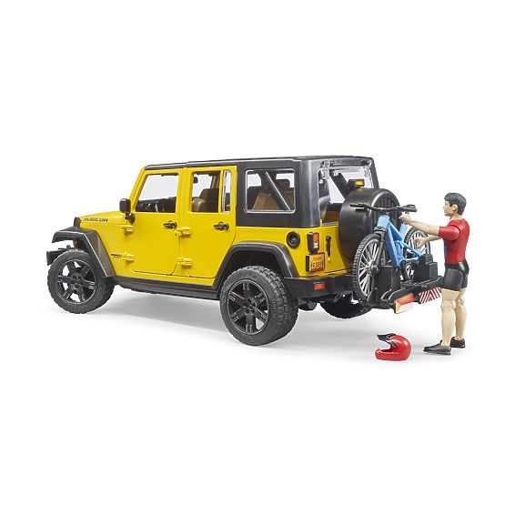 Bruder Jeep Wrangler Rubicon cu ciclist și bicicletă