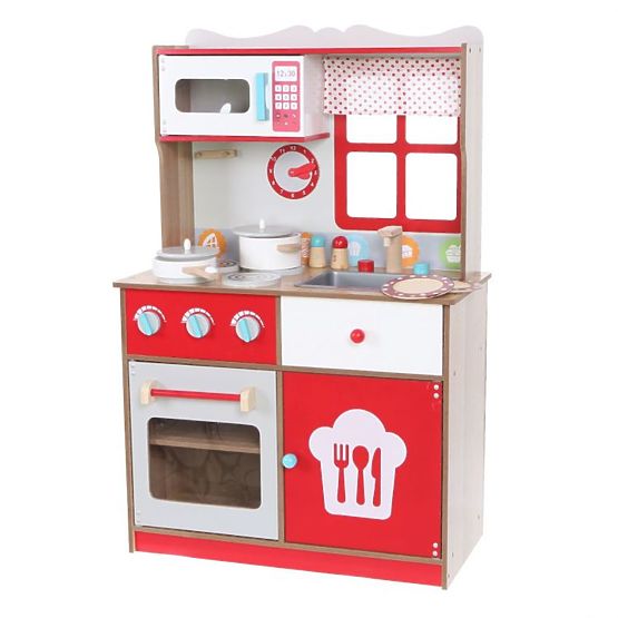 Bucatarie din lemn cu accesorii pentru copii