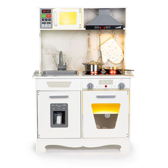 Bucătărie din lemn pentru copii cu sunete și LED + accesorii ECOTOYS