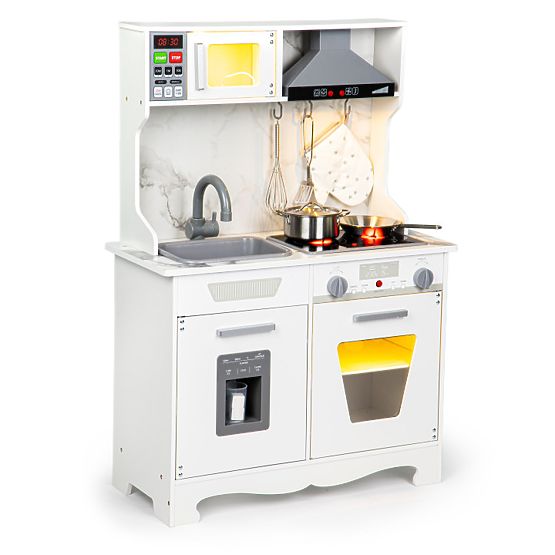 Bucătărie din lemn pentru copii cu sunete și LED + accesorii ECOTOYS