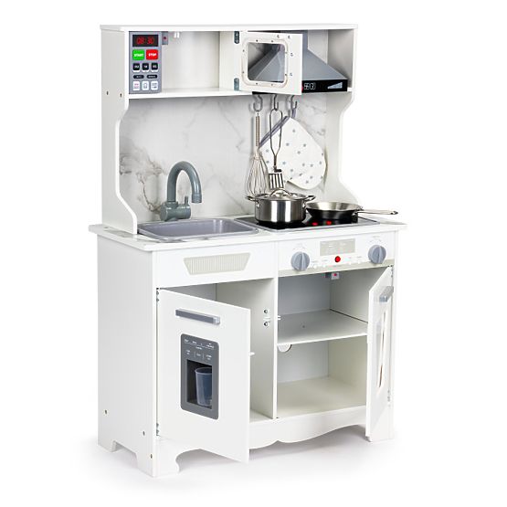 Bucătărie din lemn pentru copii cu sunete și LED + accesorii ECOTOYS