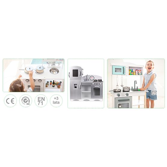 Bucătărie din lemn pentru copii XXL cu echipament