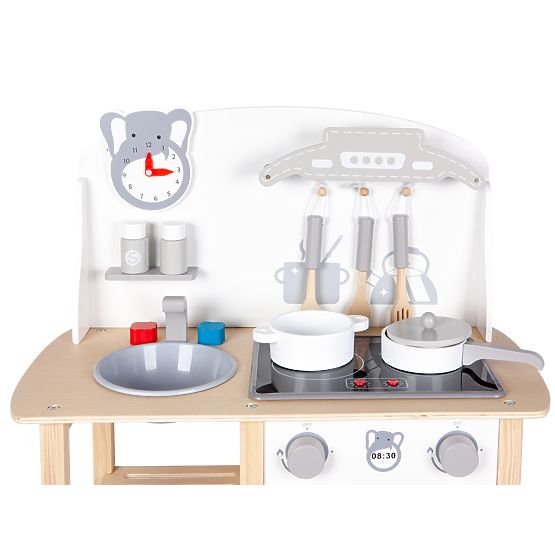 Bucătărie din lemn Sofia cu efecte - gri-alb