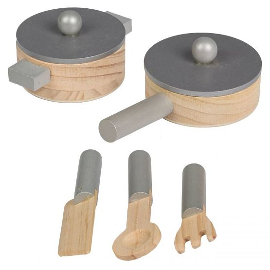 Bucătărioară din lemn pentru copii complet echipată
