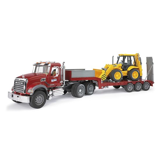 Camion Bruder MACK Granit cu remorcă și tractor JCB