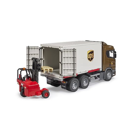 Camion logistic Bruder Scania UPS cu stivuitor