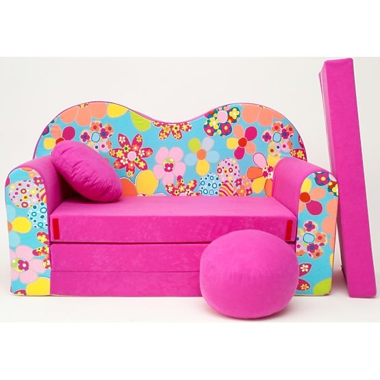 Canapea extensibilă pentru copii cu flori multicolore