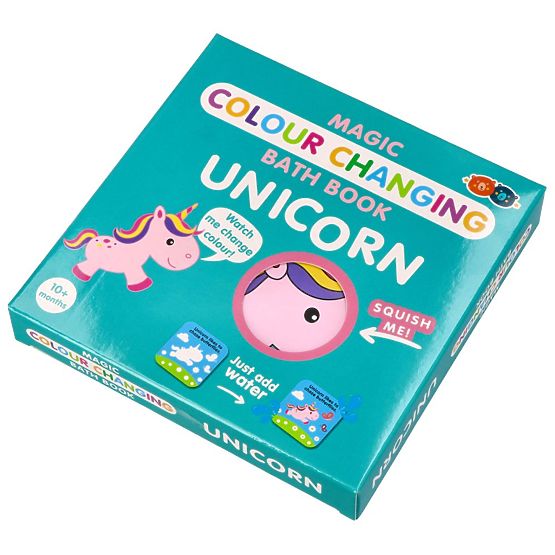 Carte de baie magică colorată cu unicorn
