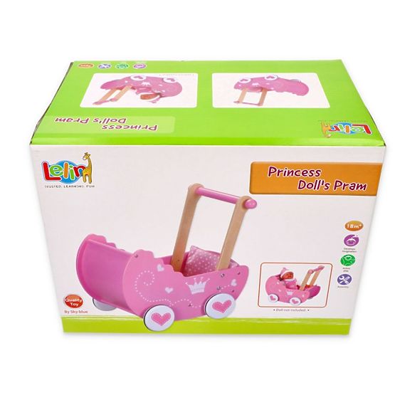 Cărucior din lemn pentru păpuși Lelin