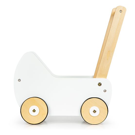 Cărucior din lemn pentru păpuși, antemergător ECOTOYS