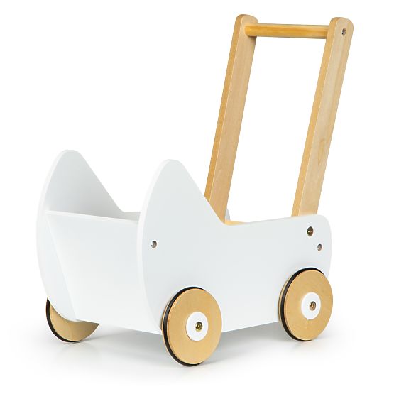 Cărucior din lemn pentru păpuși, antemergător ECOTOYS