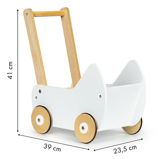 Cărucior din lemn pentru păpuși, antemergător ECOTOYS