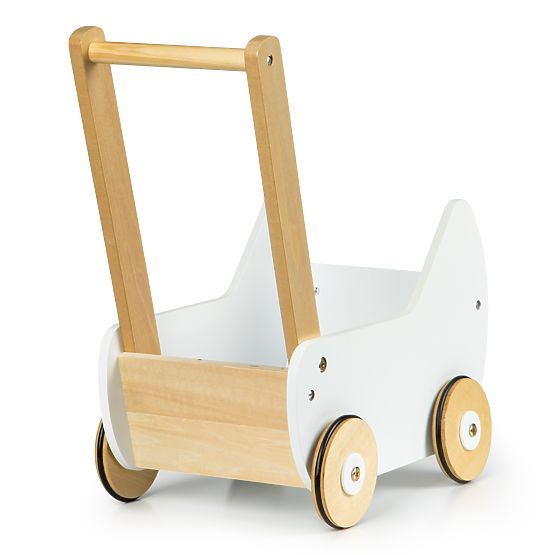 Cărucior din lemn pentru păpuși, antemergător ECOTOYS