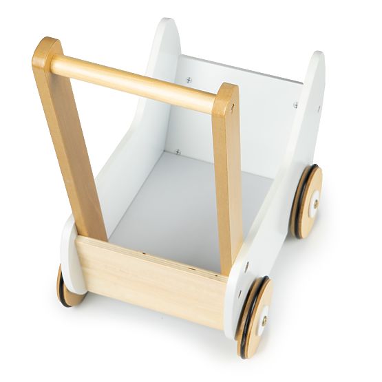 Cărucior din lemn pentru păpuși, antemergător ECOTOYS