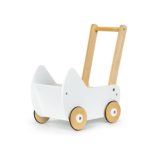Cărucior din lemn pentru păpuși, antemergător ECOTOYS
