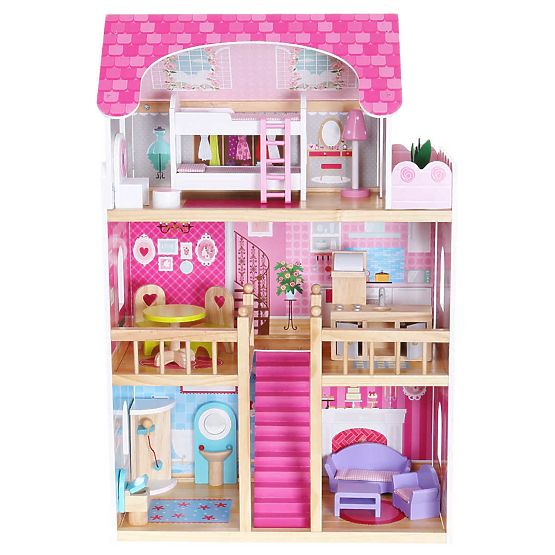 Casa de papusi din lemn resedinta roz