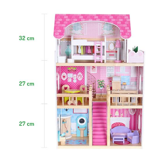 Casa de papusi din lemn resedinta roz