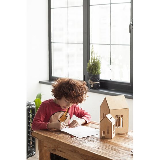 Casa magnetica din lemn Montessori - naturala