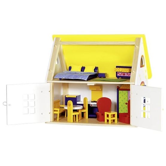 Casă la țară pentru păpuși cu mobilier