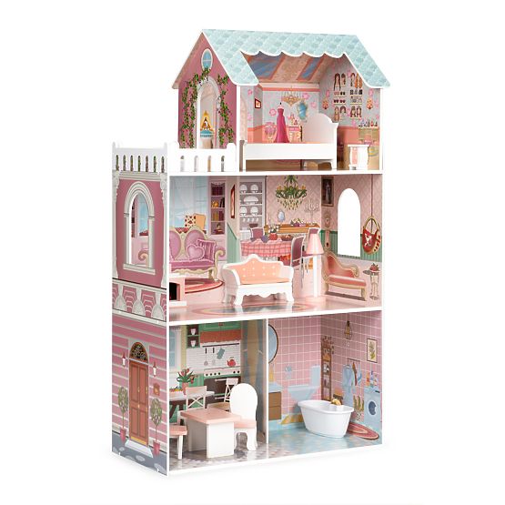 Casă mare de păpuși cu set de mobilier ECOTOYS
