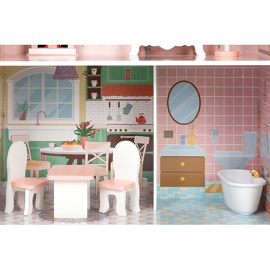 Casă mare de păpuși cu set de mobilier ECOTOYS