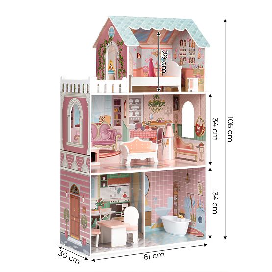Casă mare de păpuși cu set de mobilier ECOTOYS