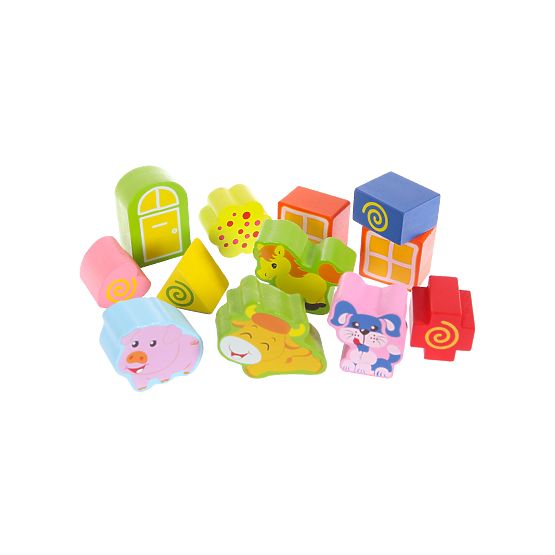 Căsuță din lemn, fermă sortator cu cuburi ECOTOYS