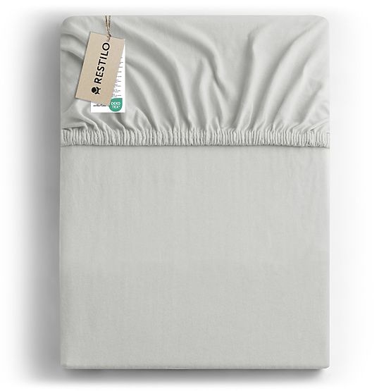 Cearșaf AMBER culoare alb stil clasic material jersey 80-90x200 DecoKing