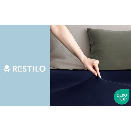 Cearșaf AMBER culoare albastru marin stil clasic material jersey 220-240x220 DecoKing