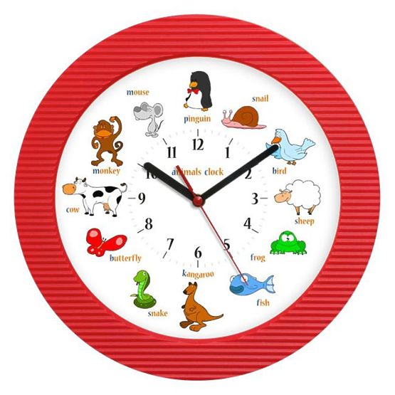 Ceas pentru copii cu animale cu denumirea in engleza