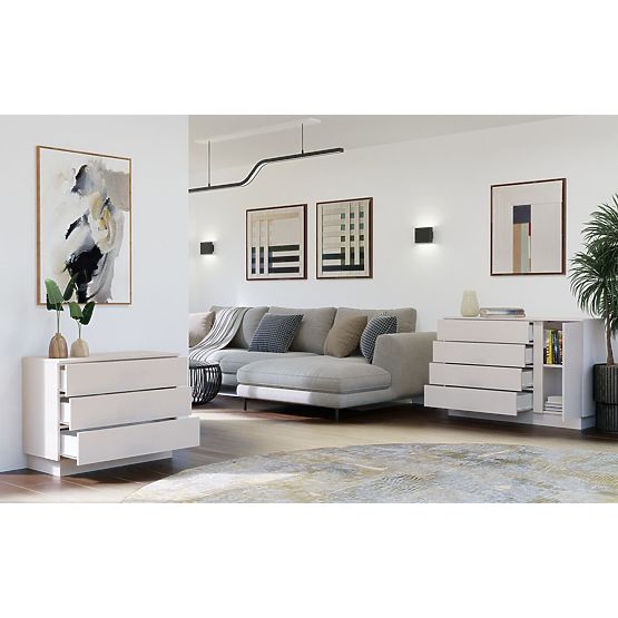 Comodă AMBER 3S Dulap 3 Sertare pentru Dormitor și Cameră de Zi KAȘMIR Bej