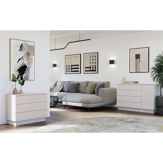 Comodă AMBER 3S Dulap 3 Sertare pentru Dormitor și Cameră de Zi KAȘMIR Bej