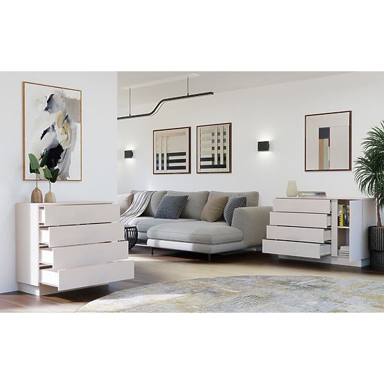 Comodă AMBER 4S Dulap 4 Sertare pentru Dormitor Livingroom CAȘMIR Bej