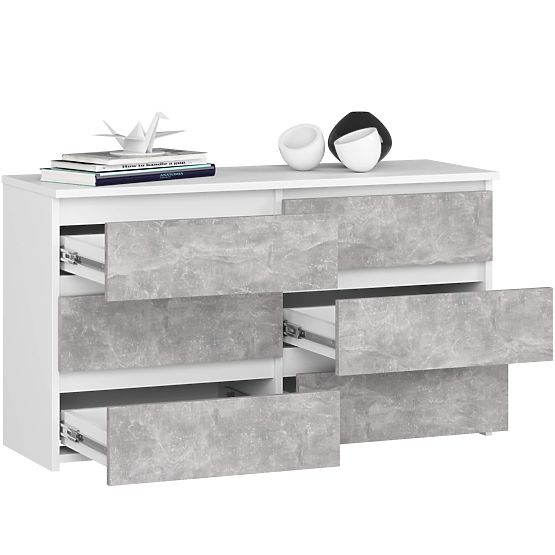COMODĂ CL100 6SZ PK ALBĂ / BETON