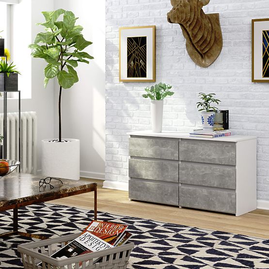 COMODĂ CL100 6SZ PK ALBĂ / BETON