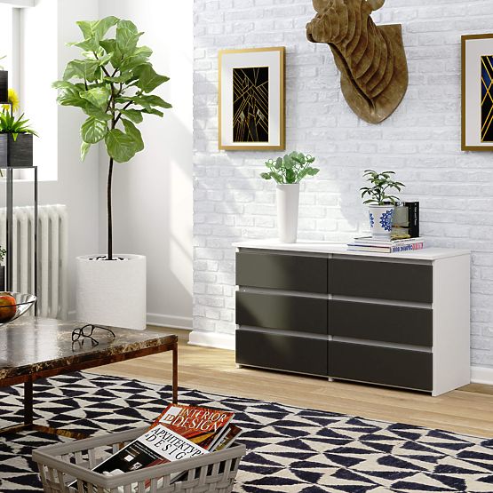 COMODĂ CL100 6SZ PK ALBĂ / GRI