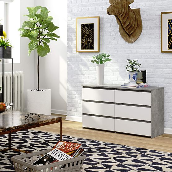 COMODĂ CL100 6SZ PK BETON / ALB