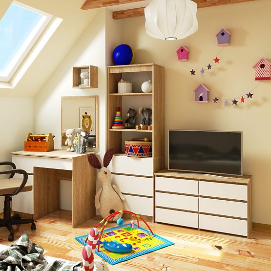 COMODĂ CL100 6SZ PK STEJAR SONOMA / ALB