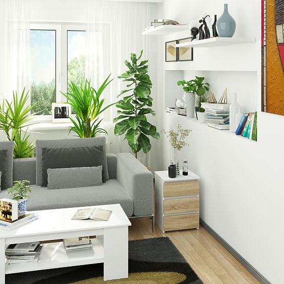 COMODĂ CL3/40 PK ALBĂ / STEJAR SONOMA